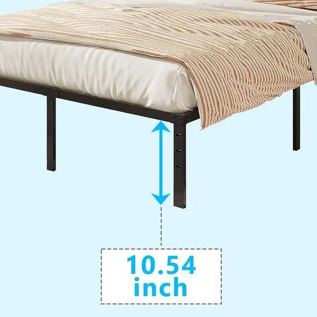 Alt view image 5 of 7 - King Size Bed Frame 12 Inch Platform Bed Metal Mattress Foundation,Heavy Duty Steel Slat Support,No Box Spring Needed,Black