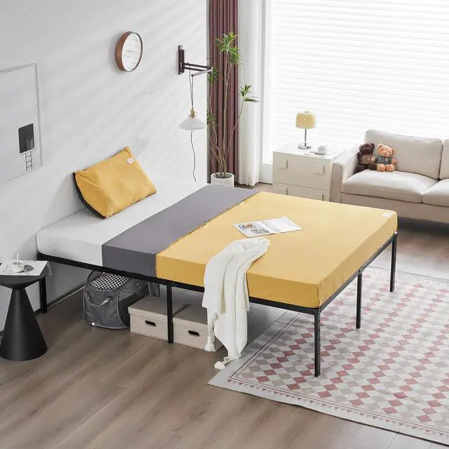 Alt view image 2 of 7 - 16 Inch Metal Platform Queen Bed Frame, No Box Spring Needed,Mattress Foundation,Heavy Duty Steel Slat Support,No Box Spring Needed,Black