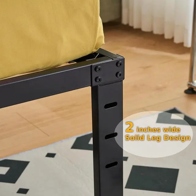 Alt view image 7 of 7 - 18 Inch Metal Platform Queen Bed Frame, Mattress Foundation Bed Base,Heavy Duty Steel Slat Support,No Box Spring Needed,Black