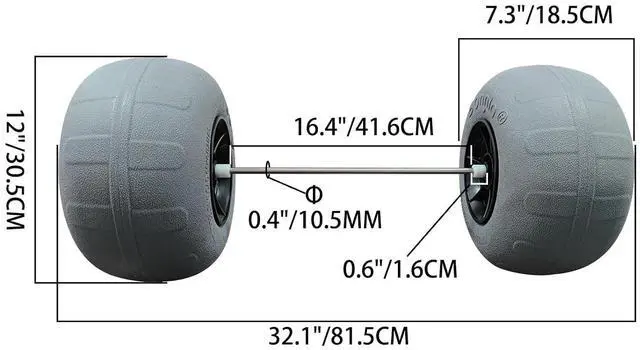 Alt view image 7 of 7 - Replacement Balloon Wheels 12" Big Beach Sand Tires for Kayak Dolly Canoe Carts Buggy with Free Air Pump (2-Pack)