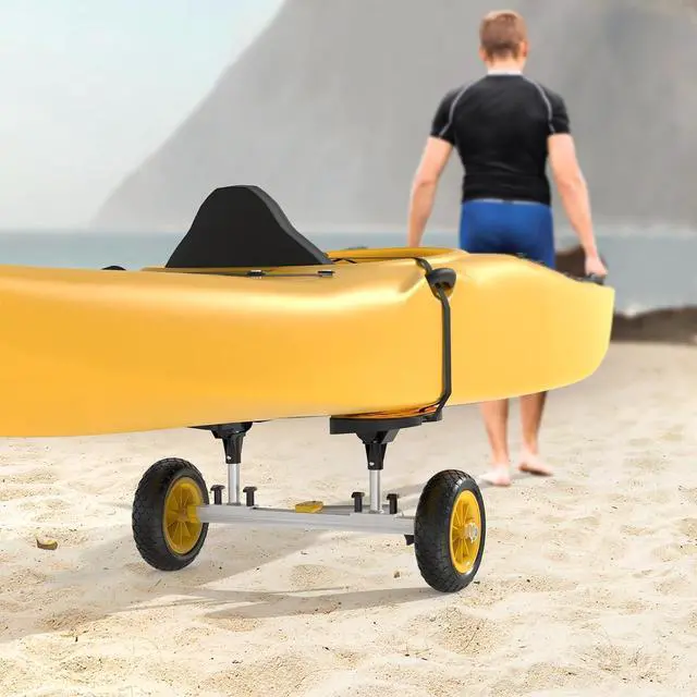 Alt view image 2 of 7 - Kayak Cart with10-Inch Kayak Wheels, Canoe Trolley Cart with Adjustable Straps, No Tools Required for Easy Assembly All-Terrain for Kayaks, Canoes, Paddleboards