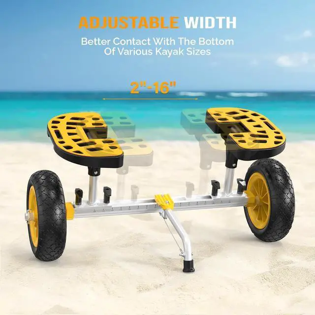 Alt view image 5 of 7 - Kayak Cart with10-Inch Kayak Wheels, Canoe Trolley Cart with Adjustable Straps, No Tools Required for Easy Assembly All-Terrain for Kayaks, Canoes, Paddleboards