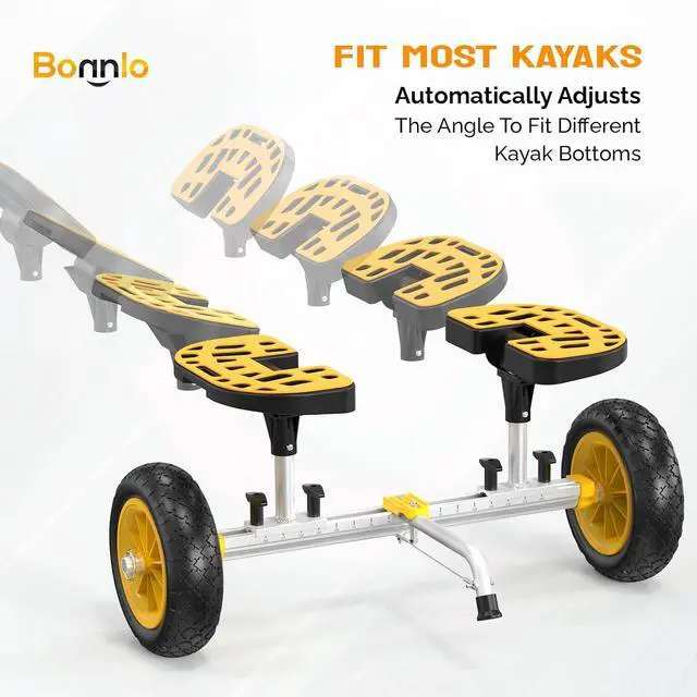 Alt view image 7 of 7 - Kayak Cart with10-Inch Kayak Wheels, Canoe Trolley Cart with Adjustable Straps, No Tools Required for Easy Assembly All-Terrain for Kayaks, Canoes, Paddleboards