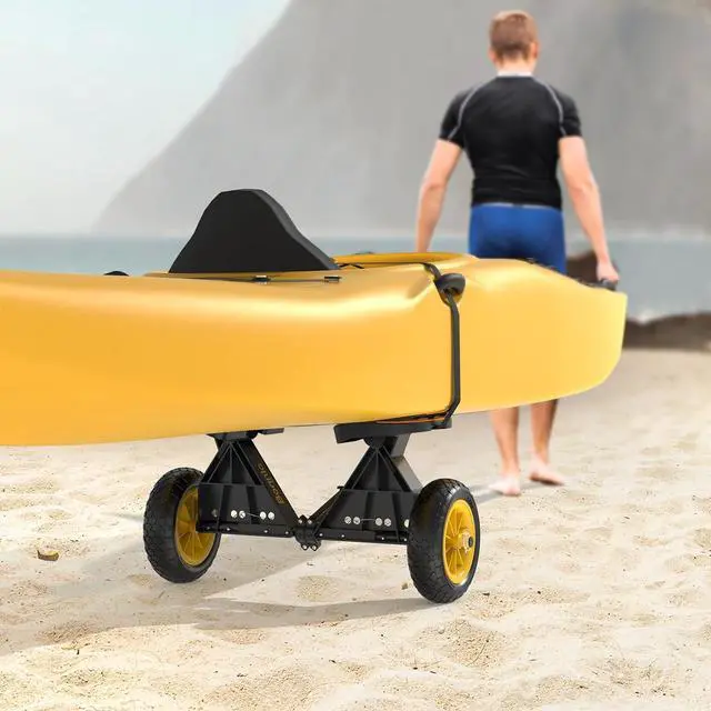 Alt view image 3 of 7 - Kayak Cart with10-Inch Kayak Wheels, Canoe Trolley Cart with Adjustable Straps, No Tools Required for Easy Assembly All-Terrain for Kayaks, Canoes, Paddleboards