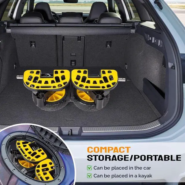 Alt view image 6 of 7 - Kayak Cart with10-Inch Kayak Wheels, Canoe Trolley Cart with Adjustable Straps, No Tools Required for Easy Assembly All-Terrain for Kayaks, Canoes, Paddleboards