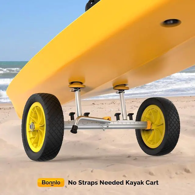 Alt view image 3 of 7 - Kayak Cart Dolly Kayak Wheels Detachable Canoe Cart with Solid Tires and Kickstand Kayak Trolley