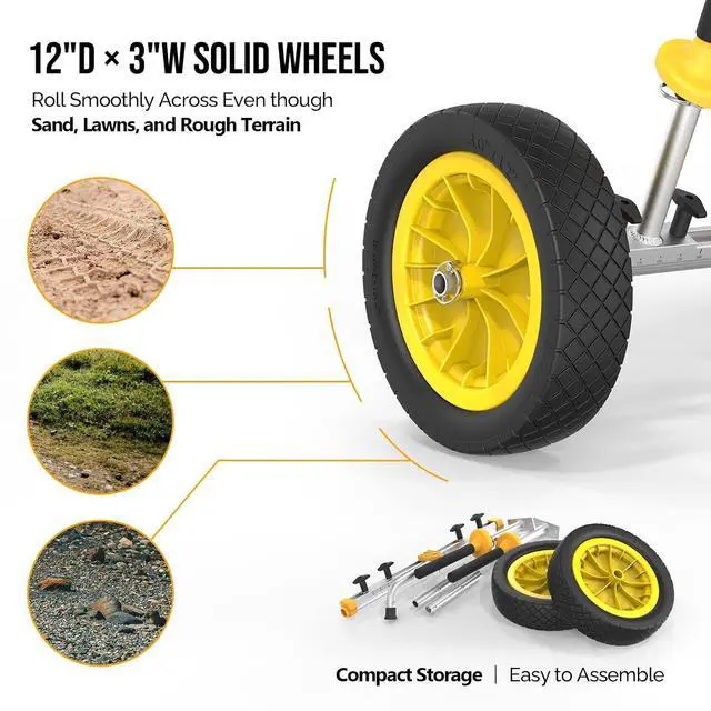 Alt view image 6 of 7 - Kayak Cart Dolly Kayak Wheels Detachable Canoe Cart with Solid Tires and Kickstand Kayak Trolley