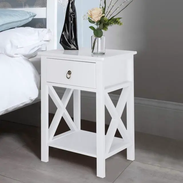 Alt view image 2 of 7 - White Nightstand Set of 2, Night Stand Set of 2 with Drawer, Farmhouse Nightstand, End Table/Bed Side/White Side Table for Small Spaces, Kids Room, Bedroom