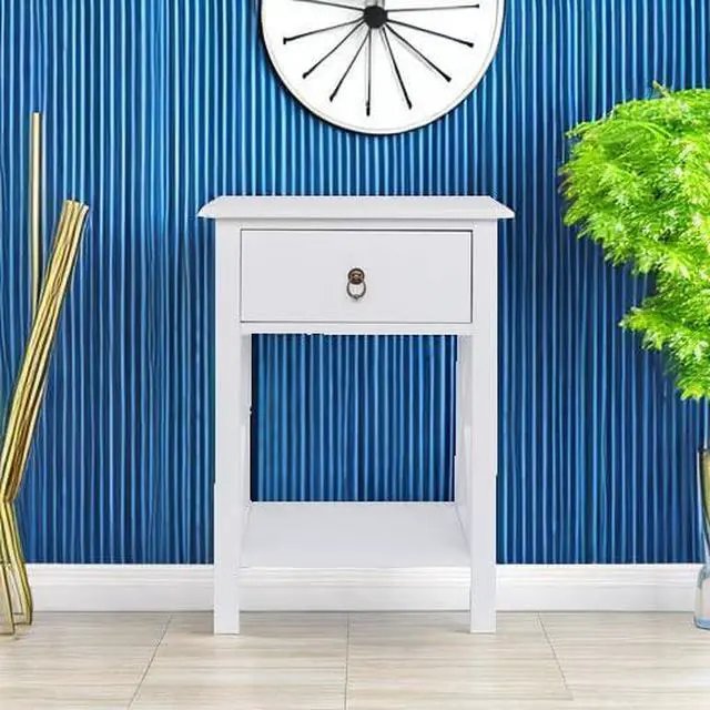 Alt view image 6 of 7 - White Nightstand Set of 2, Night Stand Set of 2 with Drawer, Farmhouse Nightstand, End Table/Bed Side/White Side Table for Small Spaces, Kids Room, Bedroom