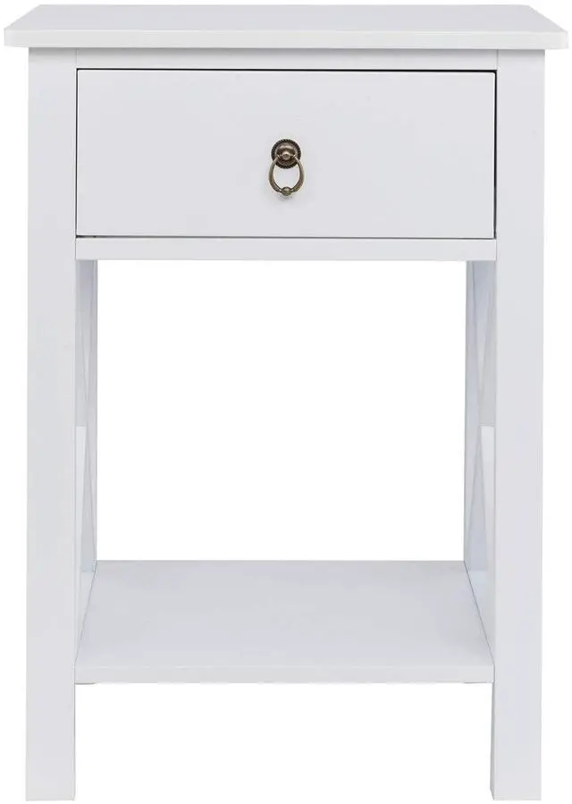 Alt view image 7 of 7 - White Nightstand Set of 2, Night Stand Set of 2 with Drawer, Farmhouse Nightstand, End Table/Bed Side/White Side Table for Small Spaces, Kids Room, Bedroom