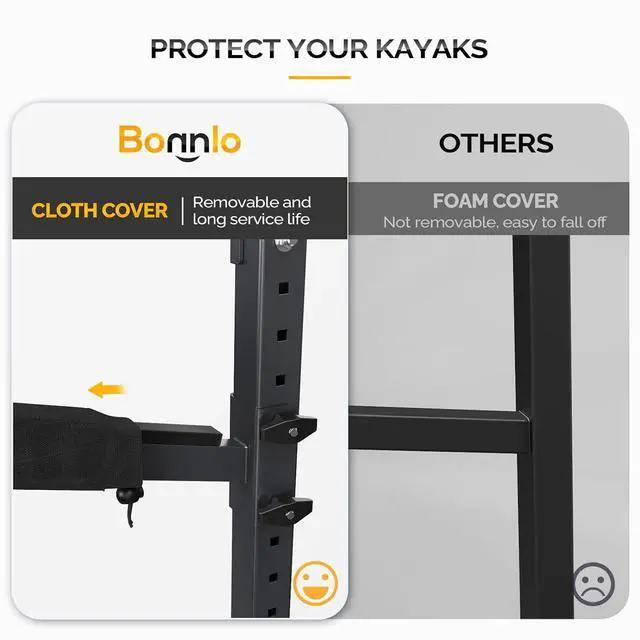 Alt view image 5 of 7 - Kayak Storage Rack, Adjustable Heavy Duty Kayak Rack for Kayaks Paddle Boards, Kayak Paddle Holder for Garage, Spacesaver, Gentle on Padding, Boat Organizer