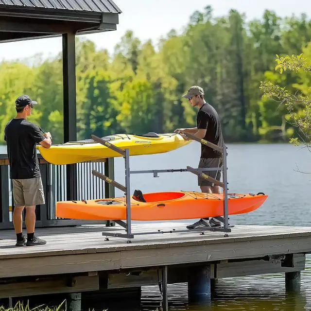Alt view image 7 of 7 - Kayak Storage Rack, Adjustable Heavy Duty Kayak Rack for Kayaks Paddle Boards, Kayak Paddle Holder for Garage, Spacesaver, Gentle on Padding, Boat Organizer