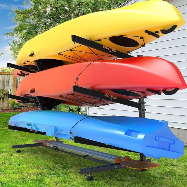 Main image of Kayak Storage Rack, Adjustable Heavy Duty Kayak Rack for Kayaks Paddle Boards, Kayak Paddle Holder for Garage, Spacesaver, Gentle on Padding, Boat Organizer