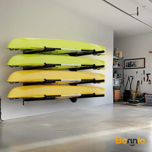 Alt view image 2 of 7 - Kayak Storage Rack, Adjustable Heavy Duty Kayak Rack for Kayaks Paddle Boards, Kayak Paddle Holder for Garage, Spacesaver, Gentle on Padding, Boat Organizer