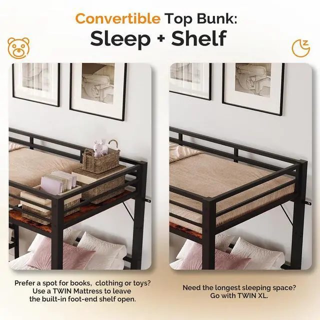 Alt view image 4 of 7 - Metal Triple Bunk Bed with Stairs, Twin Over Twin Over Twin Bunk Beds for Kids,Teens and Adults, 3 People Bed, No Box Spring Needed,Black
