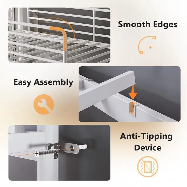 Alt view image 4 of 7 - Metal Bunk Bed Frame Twin Over Twin with 2 Drawers, LED Lights, Safety Guardrail & Ladder, Charging Station, for Kids, Teens & Adults, Space-Saving, No Box Spring Needed, White