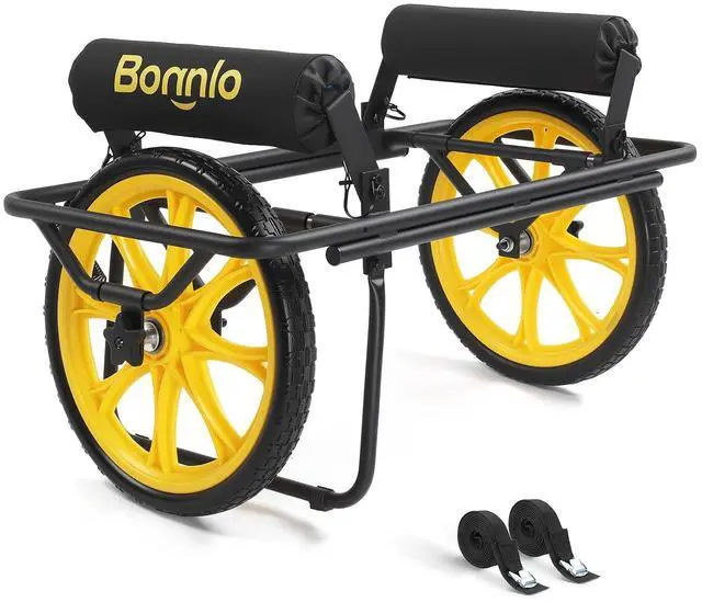Main image of Durable Canoe Cart, All-Terrain Trolley Carrier with 15" Large Kayak Wheels, 330lbs Kayak Cart Dolly with Kickstand, Adjustable 4 Postions (8.66"-19.69") to Fit Kayaks, Canoes, and Small Boats