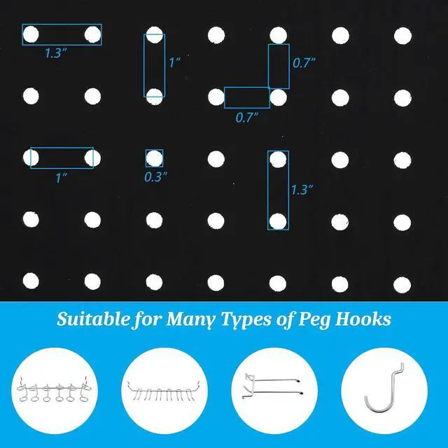 Alt view image 5 of 7 - 4 Panel Pegboard Freestanding, 5 FT Portable Display Board Organizer for Craft Show Jewelry, Wooden Folding Privacy Screen Room Divider (with Base, Black)