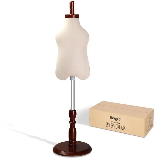 Main image of Upgraded Kid Dress Form, 2-3 Years Old, 3-4 Years Old, Toddler Mannequin Torse with Adjustable Rubber Wood Stand for Dress Jewelry Display (0.5-1 Years Old)