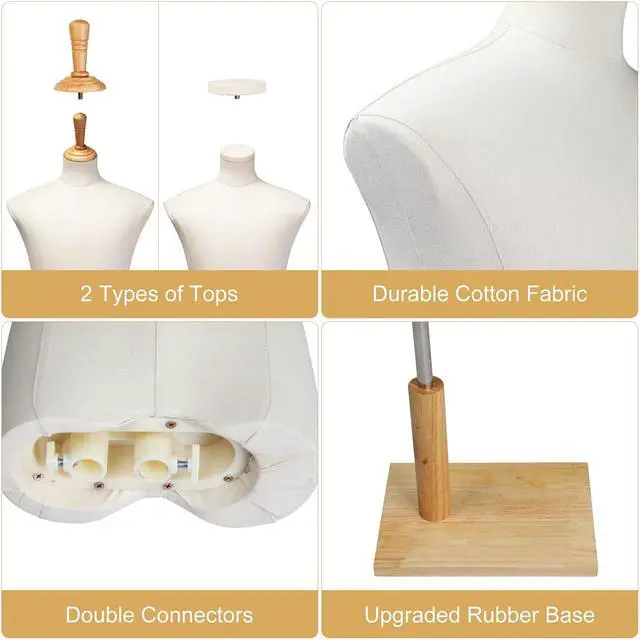 Alt view image 3 of 7 - Upgraded Kid Dress Form, 10-12 Years Old Child Mannequin Torse Body with Adjustable Solid Wood Stand for Dress Jewelry Display (10-12 Years Old)