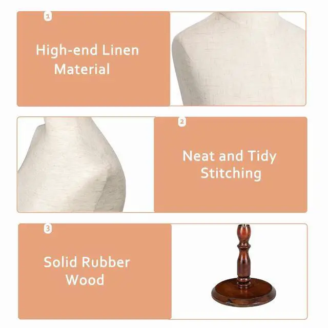 Alt view image 4 of 7 - Upgraded Kid Dress Form, 5-6 Years Old, 7-8 Years Old, Toddler Mannequin Torse with Adjustable Rubber Wood Stand for Dress Jewelry Display (7-8 Years Old)