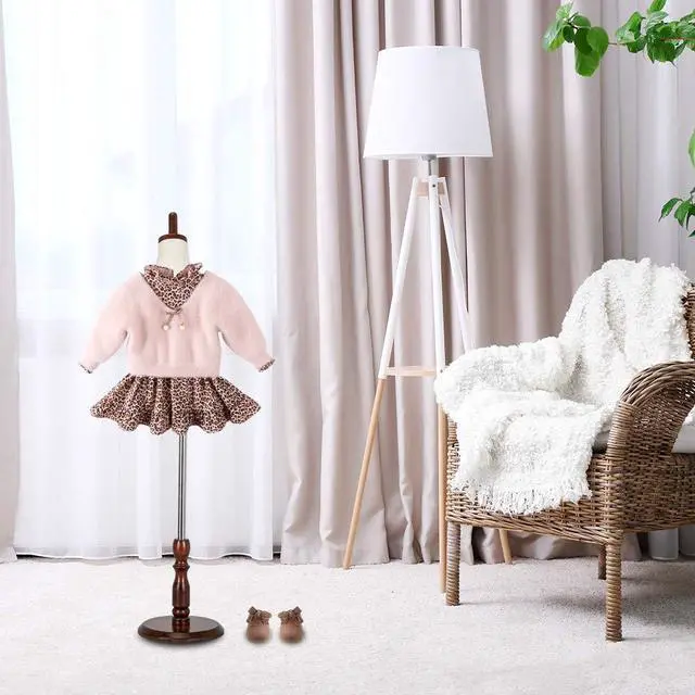 Alt view image 2 of 7 - Upgraded Kid Dress Form, 2-3 Years Old, 3-4 Years Old, Toddler Mannequin Torse with Adjustable Rubber Wood Stand for Dress Jewelry Display (3-4 Years Old)