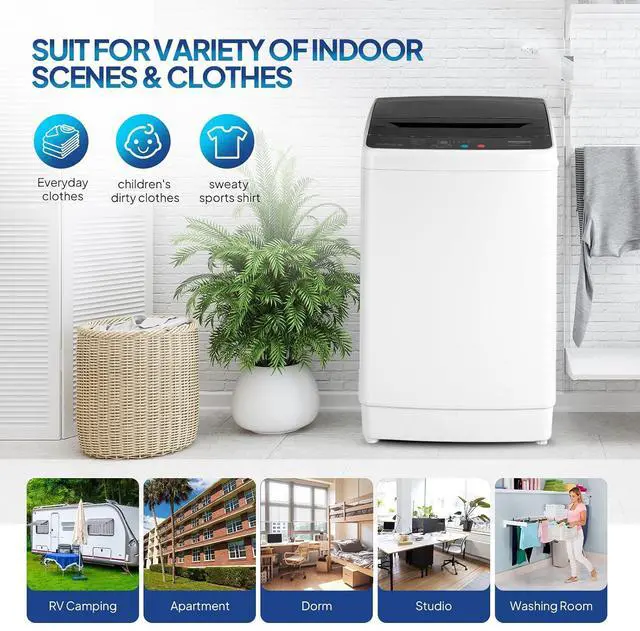 Alt view image 6 of 7 - 30LBS Fully Automatic Washer, 2 in 1 Portable Washing Machine, Top Load Washer and Spin Dryer Combo with Drain Pump, 8 Washing Programs & 8 Water Level for Home, Apartment