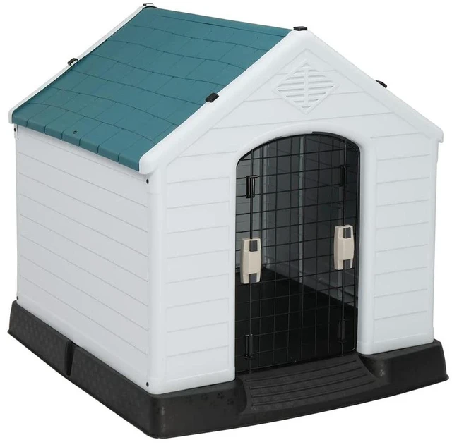 Main image of Plastic Dog House, Pet Dog Kennel Water Resistant for Small Medium Sized Dogs with Door, Indoor & Outdoor Use (28" H)