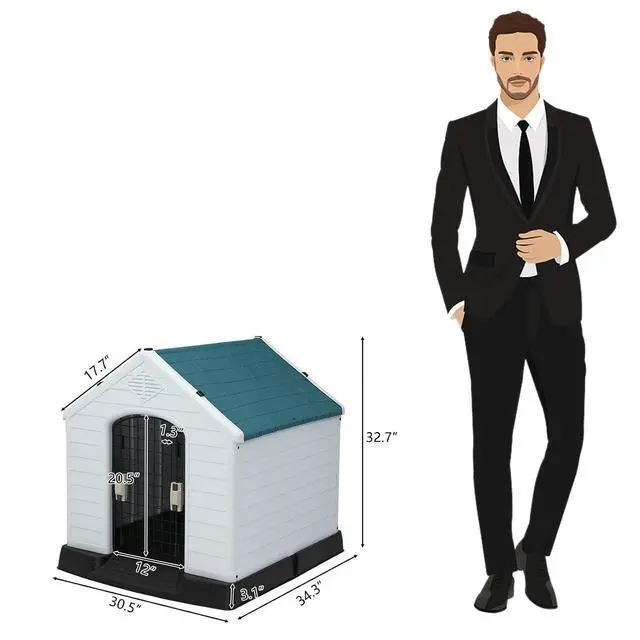 Alt view image 3 of 7 - Plastic Dog House, Pet Dog Kennel Water Resistant for Small Medium Sized Dogs with Door, Indoor & Outdoor Use (32.7" H)