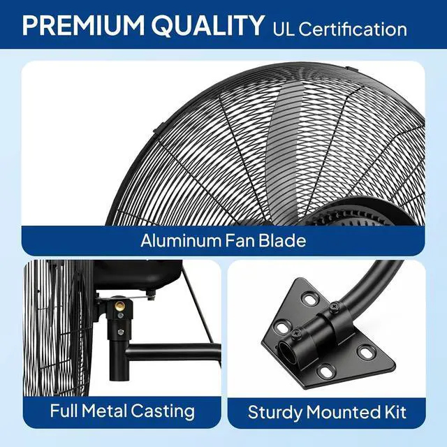 Alt view image 5 of 7 - 26-inch Wall Mount Mist Fan with Water Tank, 4-speed High Velocity Industrial Wall Misting Fan with BLDC Motor, Waterproof Outdoor Wall Oscillating Fan, Patio, Greenhouse, Commercial UL Listed