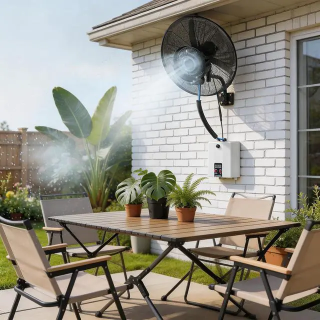 Alt view image 7 of 7 - 26-inch Wall Mount Mist Fan with Water Tank, 4-speed High Velocity Industrial Wall Misting Fan with BLDC Motor, Waterproof Outdoor Wall Oscillating Fan, Patio, Greenhouse, Commercial UL Listed