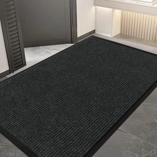Main image of Indoor Outdoor Door Mat, Large Non Slip Dirt Trapper Entry Rug with Rubber Backing, Fade & Stain Resistant Heavy Duty Low Profile Absorbent Doormat for Commercial Use, 35"×59", Dark Grey