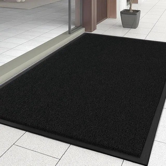 Main image of Indoor Outdoor Door Mat, Large Non Slip Dirt Trapper Entry Rug with Rubber Backing, Fade & Stain Resistant Heavy Duty Low Profile Absorbent Doormat for Commercial Use, 35"×59", Black