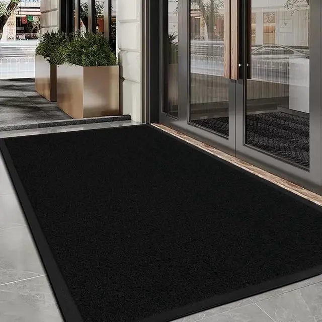 Main image of Indoor Outdoor Door Mat, Large Non Slip Dirt Trapper Entry Rug with Rubber Backing, Fade & Stain Resistant Heavy Duty Low Profile Absorbent Doormat for Commercial Use, 35"×47", Black