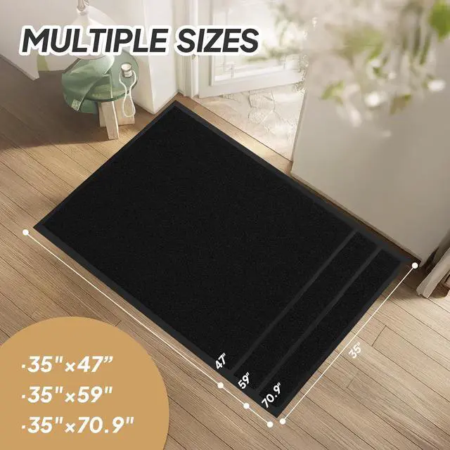 Alt view image 2 of 7 - Indoor Outdoor Door Mat, Large Non Slip Dirt Trapper Entry Rug with Rubber Backing, Fade & Stain Resistant Heavy Duty Low Profile Absorbent Doormat for Commercial Use, 35"×59", Black
