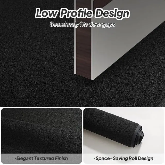 Alt view image 7 of 7 - Indoor Outdoor Door Mat, Large Non Slip Dirt Trapper Entry Rug with Rubber Backing, Fade & Stain Resistant Heavy Duty Low Profile Absorbent Doormat for Commercial Use, 35"×47", Black