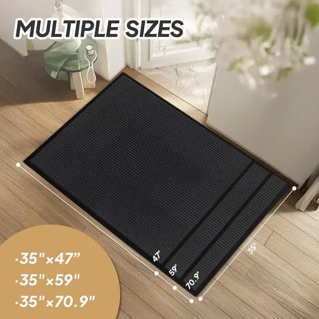 Alt view image 2 of 7 - Indoor Outdoor Door Mat, Large Non Slip Dirt Trapper Entry Rug with Rubber Backing, Fade & Stain Resistant Heavy Duty Low Profile Absorbent Doormat for Commercial Use, 35"×59", Dark Grey