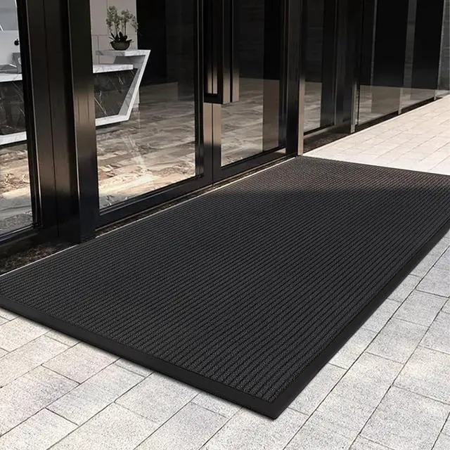 Main image of Indoor Outdoor Door Mat, Large Non Slip Dirt Trapper Entry Rug with Rubber Backing, Fade & Stain Resistant Heavy Duty Low Profile Absorbent Doormat for Commercial Use, 35"×70.9", Dark Grey