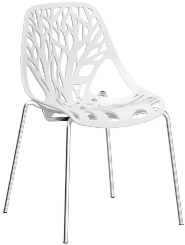 Alt view image 5 of 7 - Modern Stackable Chair Set of 4,Kitchen White Dining Chairs,Birch Sapling Comfy Chairs for Dining Room,Living Room,Waiting Room (White)
