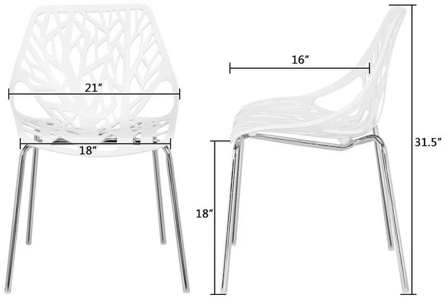 Alt view image 3 of 6 - Modern Dining Chairs Set Plastic Saping Birch Chairs Stackable Chairs Set for Living Room/Kitchen/Office (6, White)