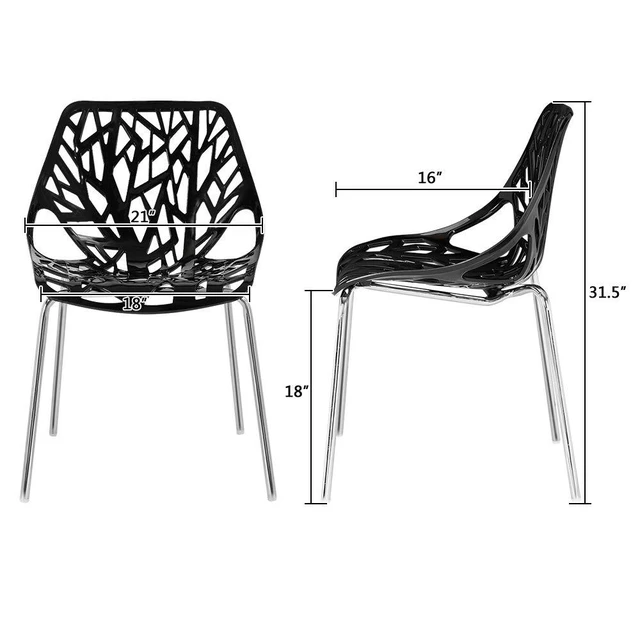 Alt view image 3 of 6 - Modern Black Dining Chairs Set of 6,Plastic Saping Birch Chairs,Stackable Dining Chairs Set for Living Room/Kitchen/Office (6, Black)