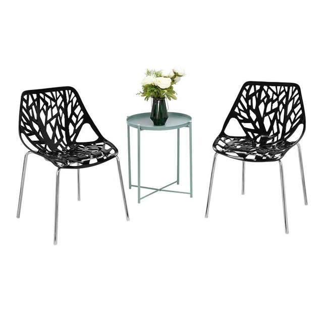 Alt view image 6 of 6 - Modern Black Dining Chairs Set of 6,Plastic Saping Birch Chairs,Stackable Dining Chairs Set for Living Room/Kitchen/Office (6, Black)