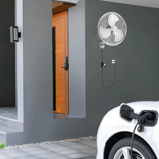 Alt view image 7 of 7 - Industrial Wall Mounted Fan, 3-Speed Settings & Max 4600 CFM, 18 Inch Oscillating Fan with Aluminum Blades & Copper Motor for Patios, Garage & Shop, UL Certified