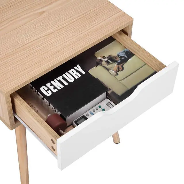 Alt view image 7 of 7 - Wood Nightstands Set of 2, End Side Table with Spacious Drawer & Solid Wood Legs, Small Nightstands for Livingroom, Bedroom, Dorm