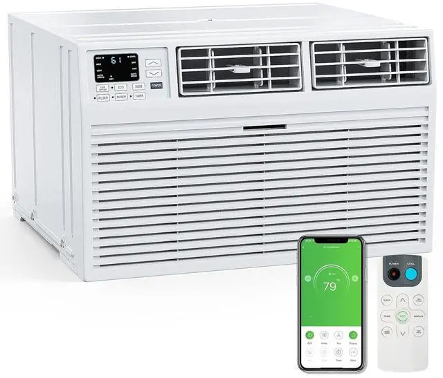 Main image of 10000 BTU Through the Wall Air Conditioner with Heat, Wall AC Unit Works with Alexa/Google Assistant & Easy Install Kit & Cools up to 450 sq. ft. for Living Room, Bedroom, Kitchen, 230V/60Hz