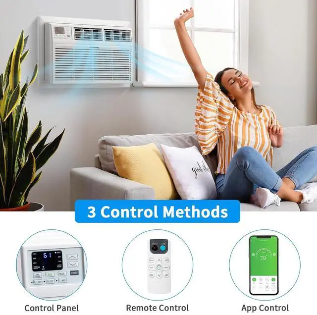 Alt view image 5 of 7 - 10000 BTU Through the Wall Air Conditioner with Heat, Wall AC Unit Works with Alexa/Google Assistant & Easy Install Kit & Cools up to 450 sq. ft. for Living Room, Bedroom, Kitchen, 230V/60Hz