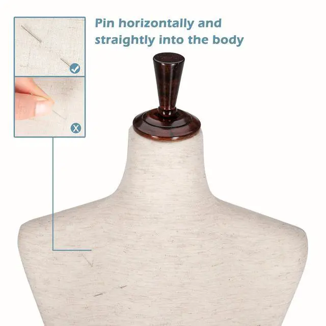 Alt view image 5 of 7 - Female Dress Form, Mannequin Torso Body with Adjustable Wood Stand for Dress Display Clothes Design, Pinnable Manikin (White, 6-8)