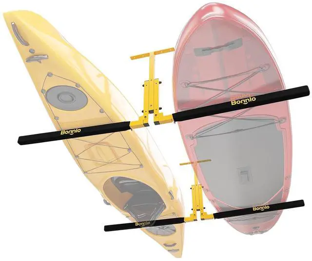 Main image of Kayak Ceiling Storage Rack, Overhead Garage Storage Hanger, Adjustable Heavy Duty Garage Ceiling Storage Rack, 250 lbs Capacity for 2 Kayaks
