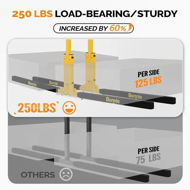 Alt view image 6 of 7 - Kayak Ceiling Storage Rack, Overhead Garage Storage Hanger, Adjustable Heavy Duty Garage Ceiling Storage Rack, 250 lbs Capacity for 2 Kayaks