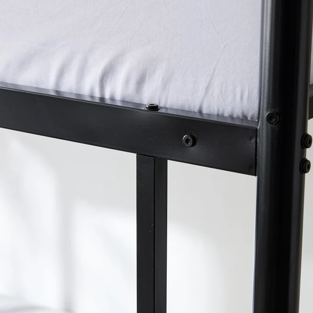 Alt view image 7 of 7 - 2 in 1 Convertible Twin Over Twin Metal Bunk Bed with 2 Storage Drawers, Full-Length Guardrail, Safe Ladder, Headboard & Footboard, No Box Spring Needed, for Kids Children Adults, Black